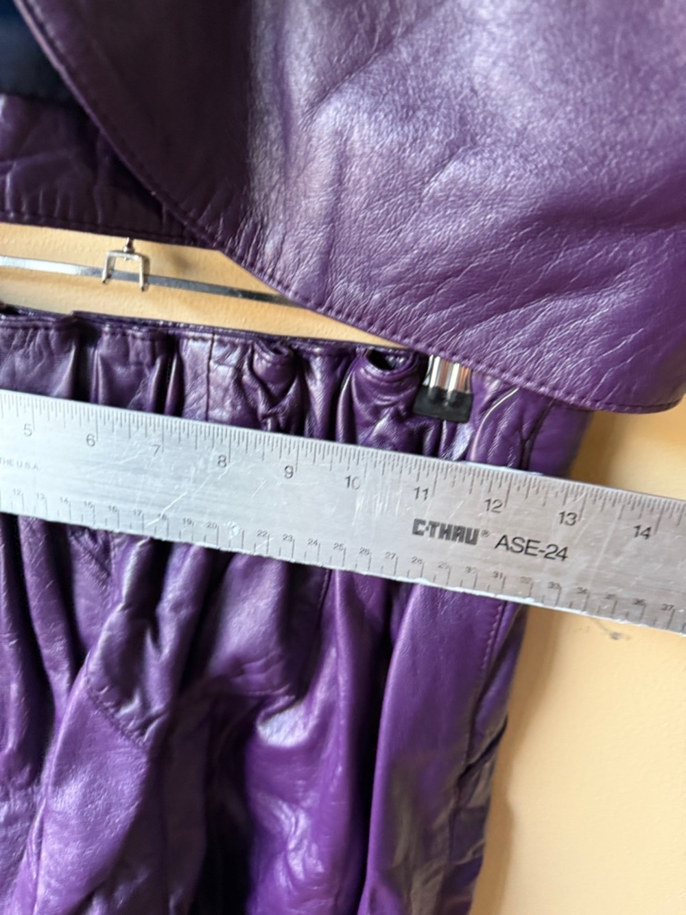 80s vintage!!! Bold Purple Leather Jacket and Pants Set - Picture 9 of 11